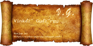 Vinkó György névjegykártya
